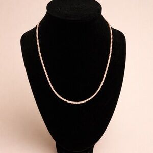 Rose Gold CZ Tennis Necklace Adjustable | Dainty Layering Chain | OS